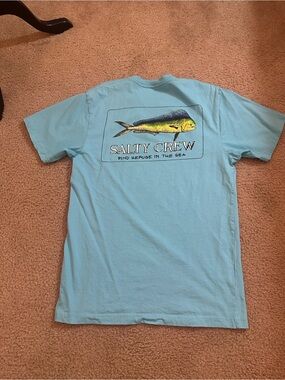 Salty Crew Aqua Tee with Yellow-Green Mahi Graphic